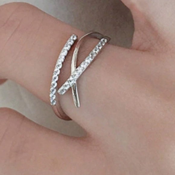 18k Gold Plated Stainless Steel Rhinestone Adjustable Ring - Picture 1 of 6